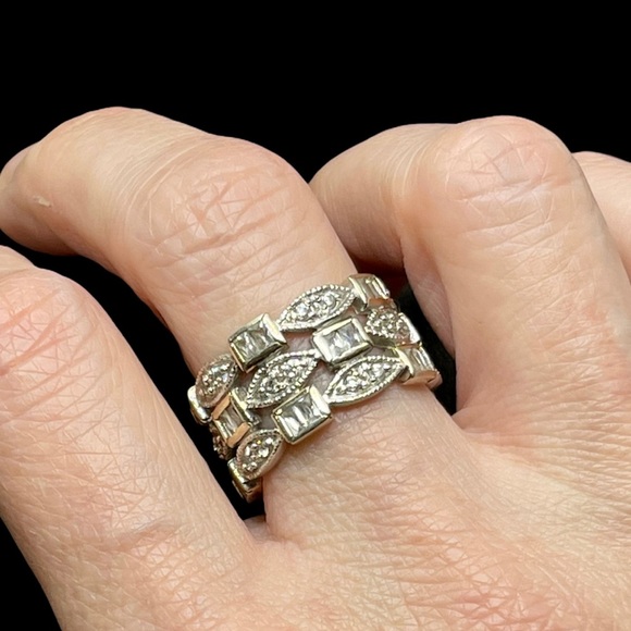 Sterling & cz triple deco ring - Picture 1 of 5
